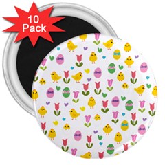 Easter - Chick And Tulips 3  Magnets (10 Pack) 