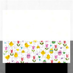 Easter - Chick And Tulips Rectangular Jigsaw Puzzl by Valentinaart