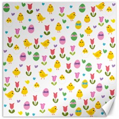 Easter - Chick And Tulips Canvas 20  X 20   by Valentinaart