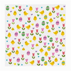 Easter - Chick And Tulips Medium Glasses Cloth (2-side) by Valentinaart