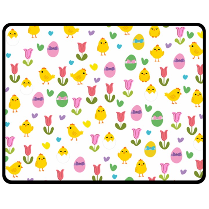 Easter - chick and tulips Fleece Blanket (Medium) 