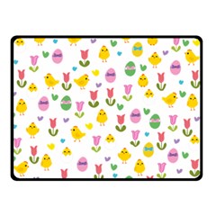 Easter - Chick And Tulips Double Sided Fleece Blanket (small)  by Valentinaart