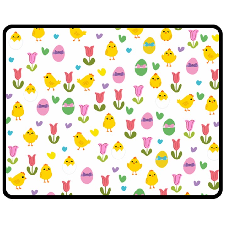 Easter - chick and tulips Double Sided Fleece Blanket (Medium) 