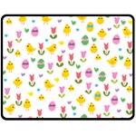 Easter - chick and tulips Double Sided Fleece Blanket (Medium)  58.8 x47.4  Blanket Back