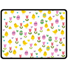 Easter - Chick And Tulips Double Sided Fleece Blanket (large)  by Valentinaart