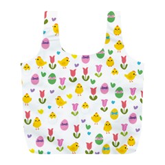 Easter - Chick And Tulips Full Print Recycle Bags (l)  by Valentinaart