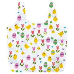 Easter - Chick And Tulips Full Print Recycle Bags (l)  by Valentinaart