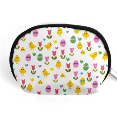 Easter - Chick And Tulips Accessory Pouches (medium)  by Valentinaart