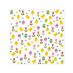 Easter - Chick And Tulips Small Satin Scarf (square) by Valentinaart