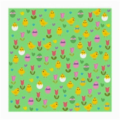 Easter - Chick And Tulips Medium Glasses Cloth (2-side) by Valentinaart