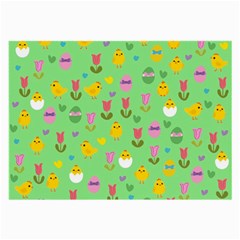 Easter - Chick And Tulips Large Glasses Cloth (2-side) by Valentinaart