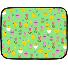 Easter - Chick And Tulips Double Sided Fleece Blanket (mini)  by Valentinaart