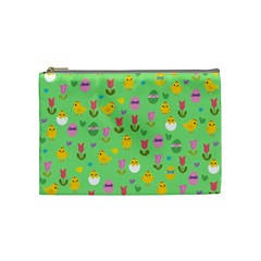 Easter - Chick And Tulips Cosmetic Bag (medium)  by Valentinaart