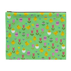 Easter - Chick And Tulips Cosmetic Bag (xl) by Valentinaart