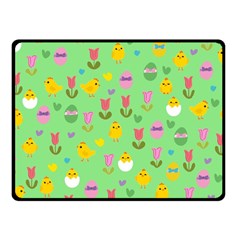 Easter - Chick And Tulips Fleece Blanket (small) by Valentinaart