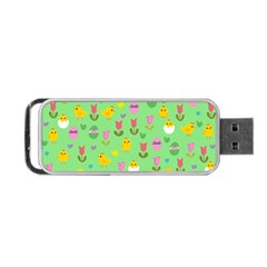 Easter - Chick And Tulips Portable Usb Flash (one Side) by Valentinaart