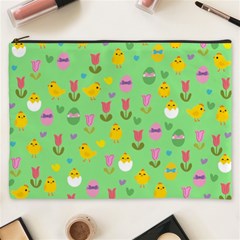 Easter - Chick And Tulips Cosmetic Bag (xxxl)  by Valentinaart