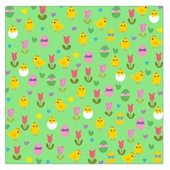 Easter - Chick And Tulips Large Satin Scarf (square) by Valentinaart