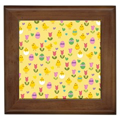 Easter - Chick And Tulips Framed Tiles by Valentinaart