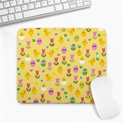 Easter - Chick And Tulips Large Mousepads by Valentinaart