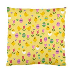 Easter - Chick And Tulips Standard Cushion Case (one Side) by Valentinaart