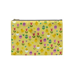 Easter - Chick And Tulips Cosmetic Bag (medium)  by Valentinaart