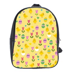 Easter - Chick And Tulips School Bags(large)  by Valentinaart