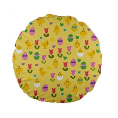 Easter - Chick And Tulips Standard 15  Premium Round Cushions by Valentinaart