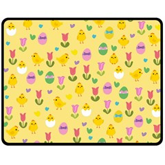 Easter - Chick And Tulips Double Sided Fleece Blanket (medium)  by Valentinaart