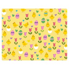 Easter - Chick And Tulips Double Sided Flano Blanket (medium)  by Valentinaart