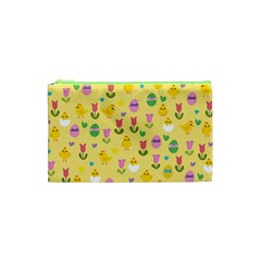 Easter - Chick And Tulips Cosmetic Bag (xs) by Valentinaart