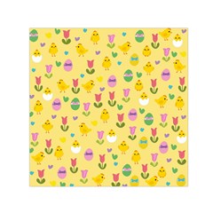 Easter - Chick And Tulips Small Satin Scarf (square) by Valentinaart