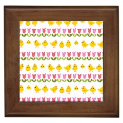 Easter - Chick And Tulips Framed Tiles by Valentinaart