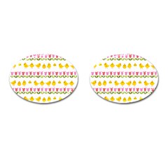 Easter - Chick And Tulips Cufflinks (oval)