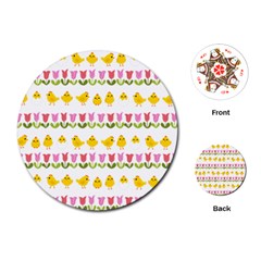 Easter - Chick And Tulips Playing Cards (round)  by Valentinaart