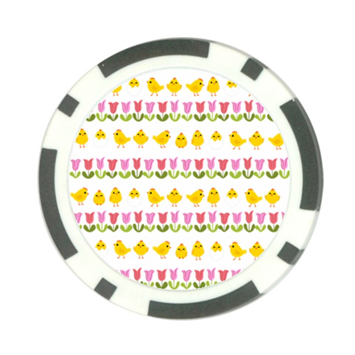 Easter - chick and tulips Poker Chip Card Guard