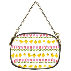 Easter - Chick And Tulips Chain Purses (one Side)  by Valentinaart