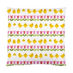 Easter - Chick And Tulips Standard Cushion Case (two Sides) by Valentinaart