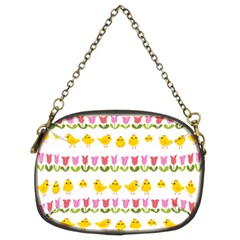 Easter - Chick And Tulips Chain Purses (two Sides)  by Valentinaart