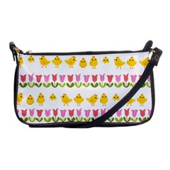 Easter - Chick And Tulips Shoulder Clutch Bags by Valentinaart