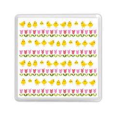 Easter - Chick And Tulips Memory Card Reader (square)  by Valentinaart