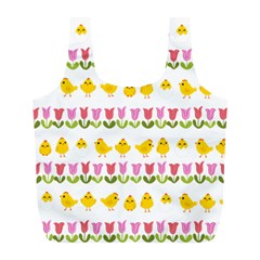 Easter - Chick And Tulips Full Print Recycle Bags (l)  by Valentinaart