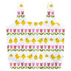 Easter - Chick And Tulips Full Print Recycle Bags (l)  by Valentinaart