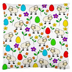 Easter Lamb Large Flano Cushion Case (two Sides) by Valentinaart