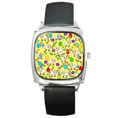 Easter Lamb Square Metal Watch