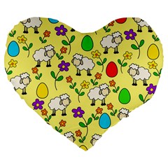 Easter Lamb Large 19  Premium Flano Heart Shape Cushions by Valentinaart