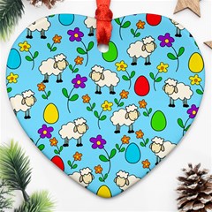 Easter Lamb Heart Ornament (two Sides) by Valentinaart