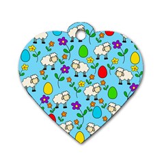 Easter Lamb Dog Tag Heart (one Side) by Valentinaart