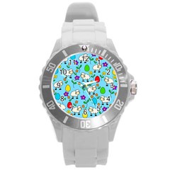 Easter Lamb Round Plastic Sport Watch (l) by Valentinaart