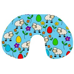 Easter Lamb Travel Neck Pillows by Valentinaart